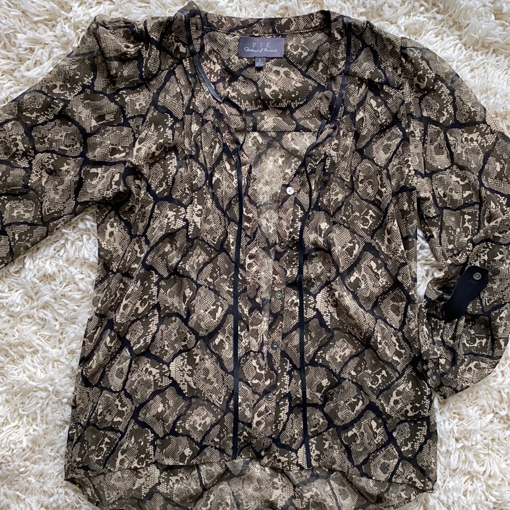 Size small PJK snake print button down blouse